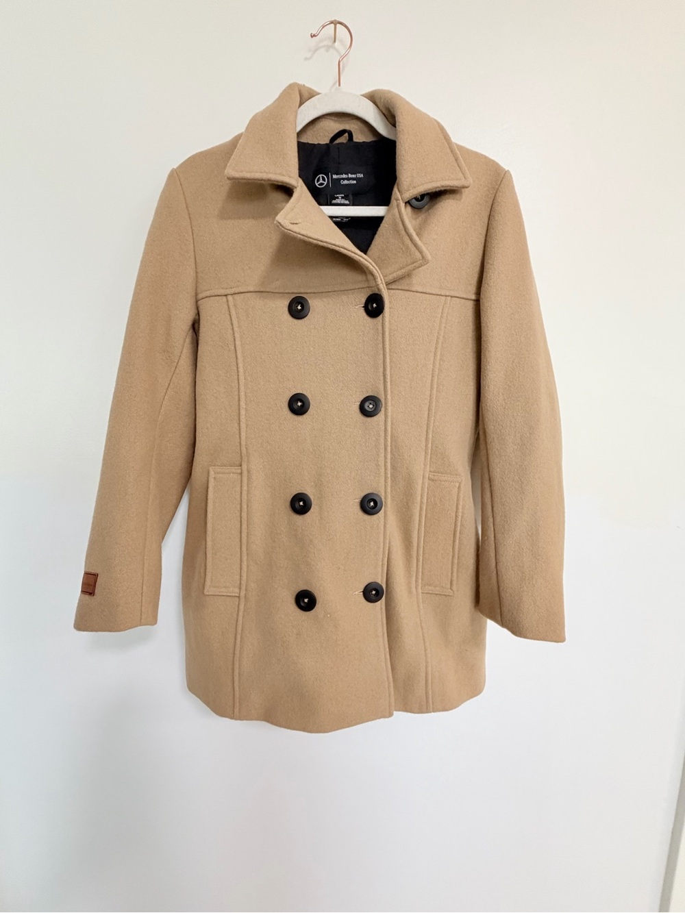 Mercedes-Benz Women's Double-Breasted Camel Peacoat